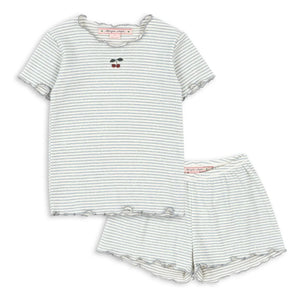 Konges Sløjd - Ribbed Organic Cotton Striped T-shirt and Shorts Set | Blue