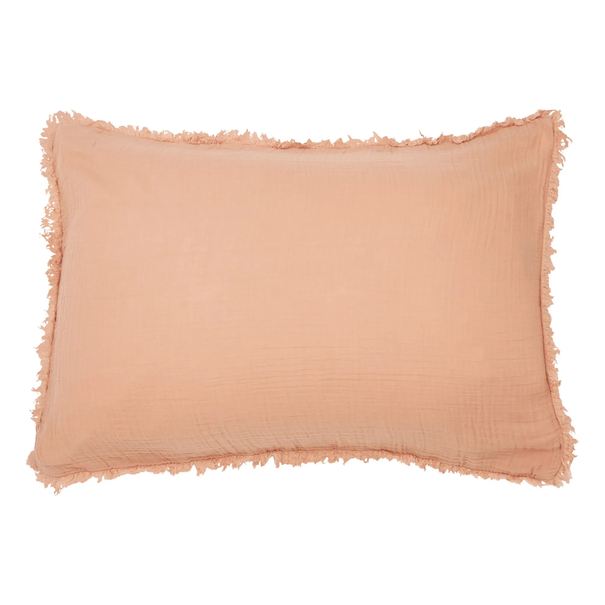 Haomy - Katni Organic Cotton Voile Fringed Pillowcase | Russet