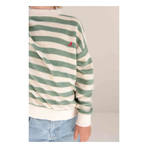 Jenest - Kay Çizgili Organik Pamuk Sweatshirt | Haki