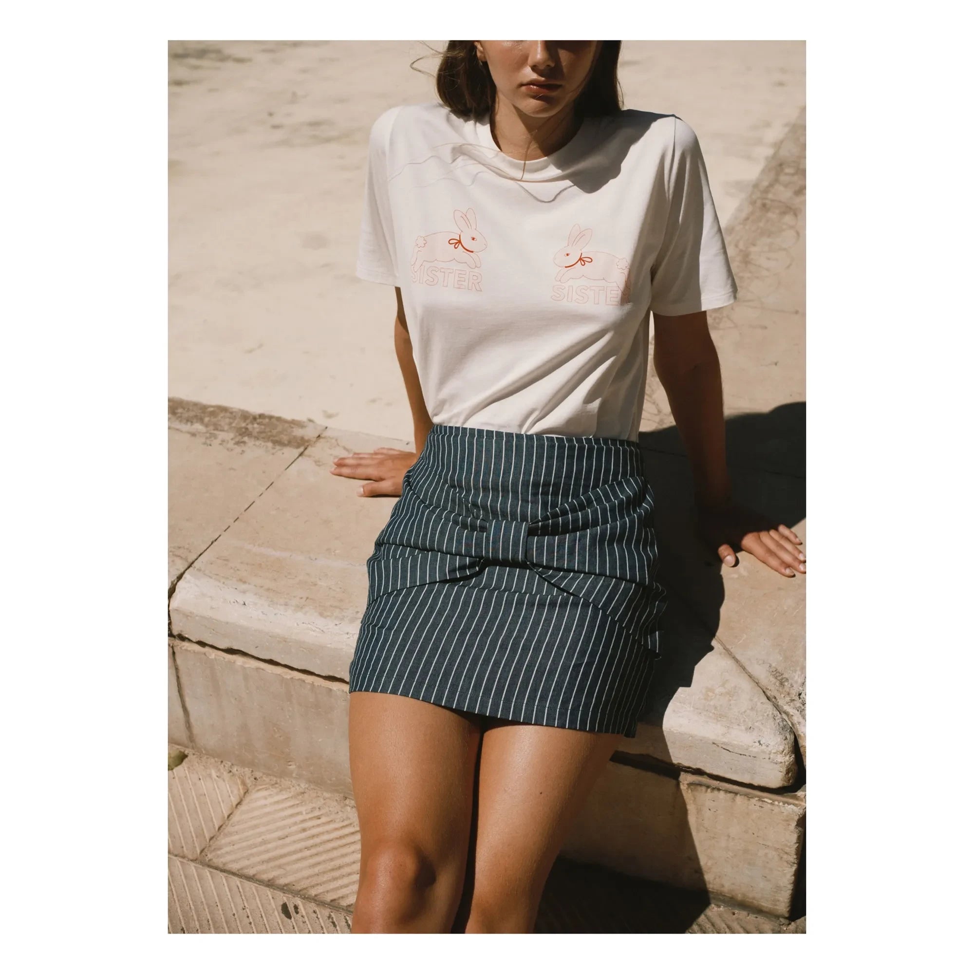The Tiny Big Sister - Organic Cotton Bunny T-Shirt | Off White