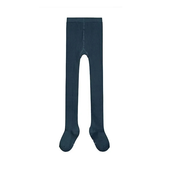 Gray Label - Organic Cotton Ribbed Tights | Gray Blue