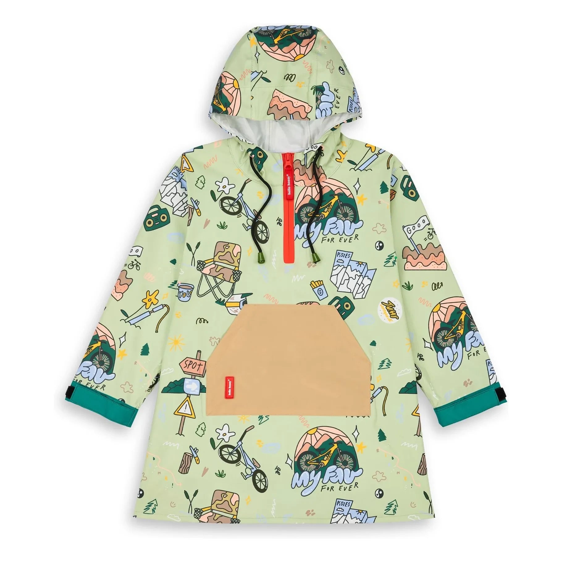 Hello Hossy - Mountain Ride Raincoat | Light Green