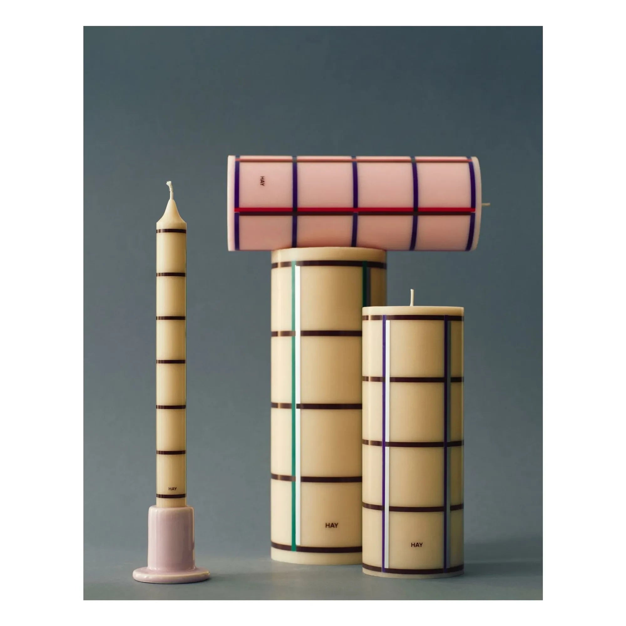 Hay - Patterned candles - Set of 4 | Green