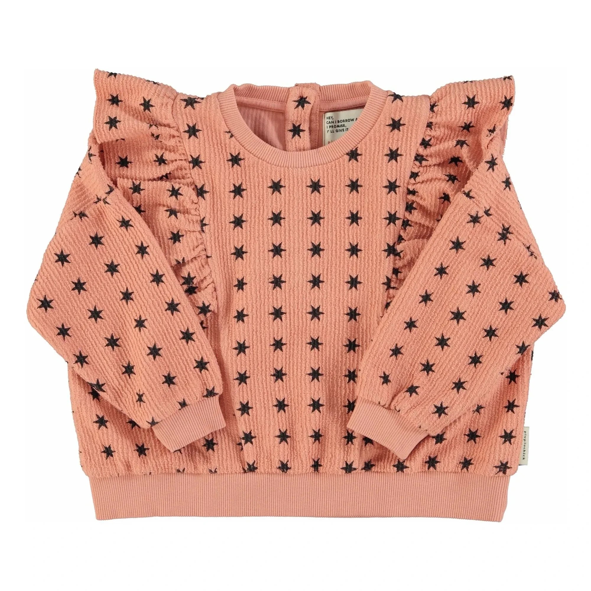 Piupiuchick - Striped Sweatshirt with Stars | Coral