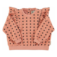 Piupiuchick - Striped Sweatshirt with Stars | Coral