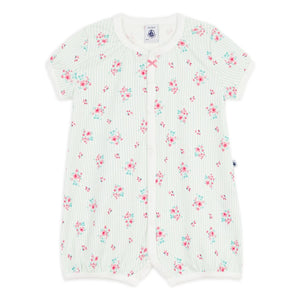 Petit Bateau - Organic Cotton Floral Pattern Pajama Underwear | White