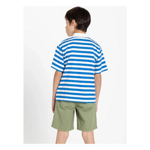 Smallable Kid - Tilo Striped Organic Cotton Polo T-Shirt | Royal Blue