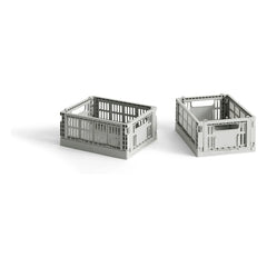 Hay - Foldable crates - Set of 2 | Light grey