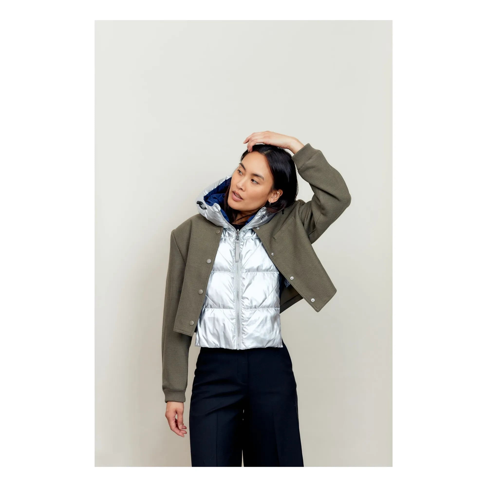 Fudoon - Metallic Reversible Doudoune Hooded Sweatshirt | Silver