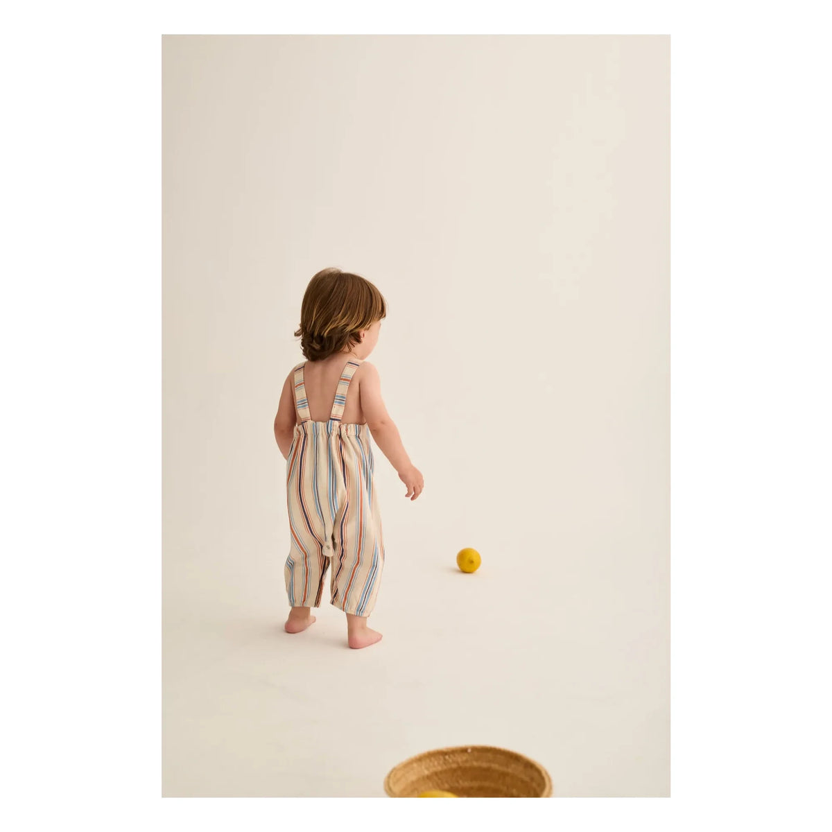Cozmo - Organic cotton striped Ranger dungarees | Cream