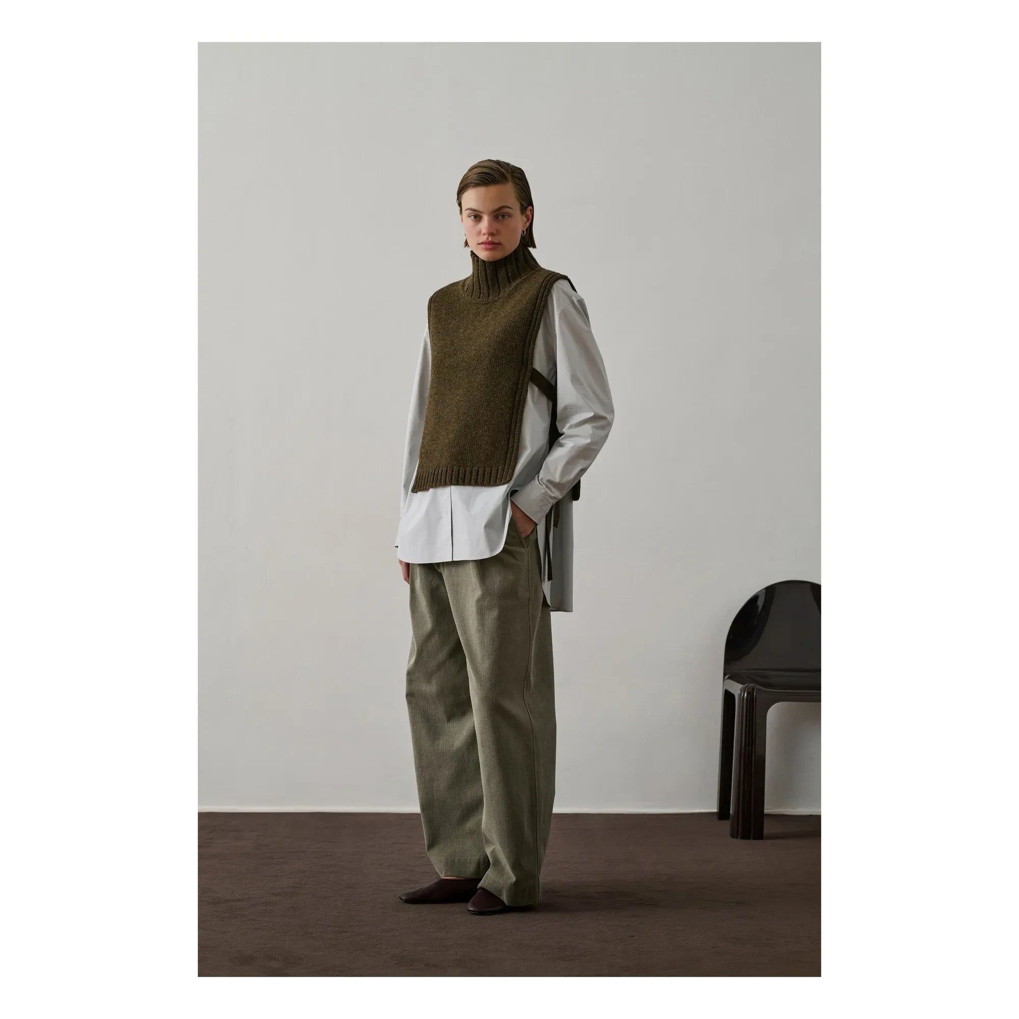 Soeur - Gold Virgin Wool Sleeveless Sweater | Marled Khaki
