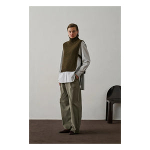 Soeur - Gold Virgin Wool Sleeveless Sweater | Marled Khaki