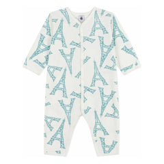 Petit Bateau - Hemless Pajama Sleep Well Eiffel Tower | White