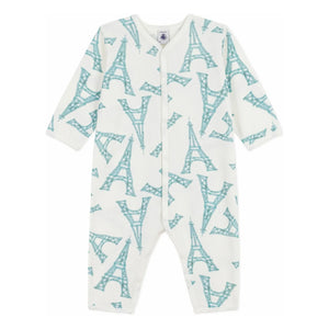 Petit Bateau - Hemless Pajama Sleep Well Eiffel Tower | White