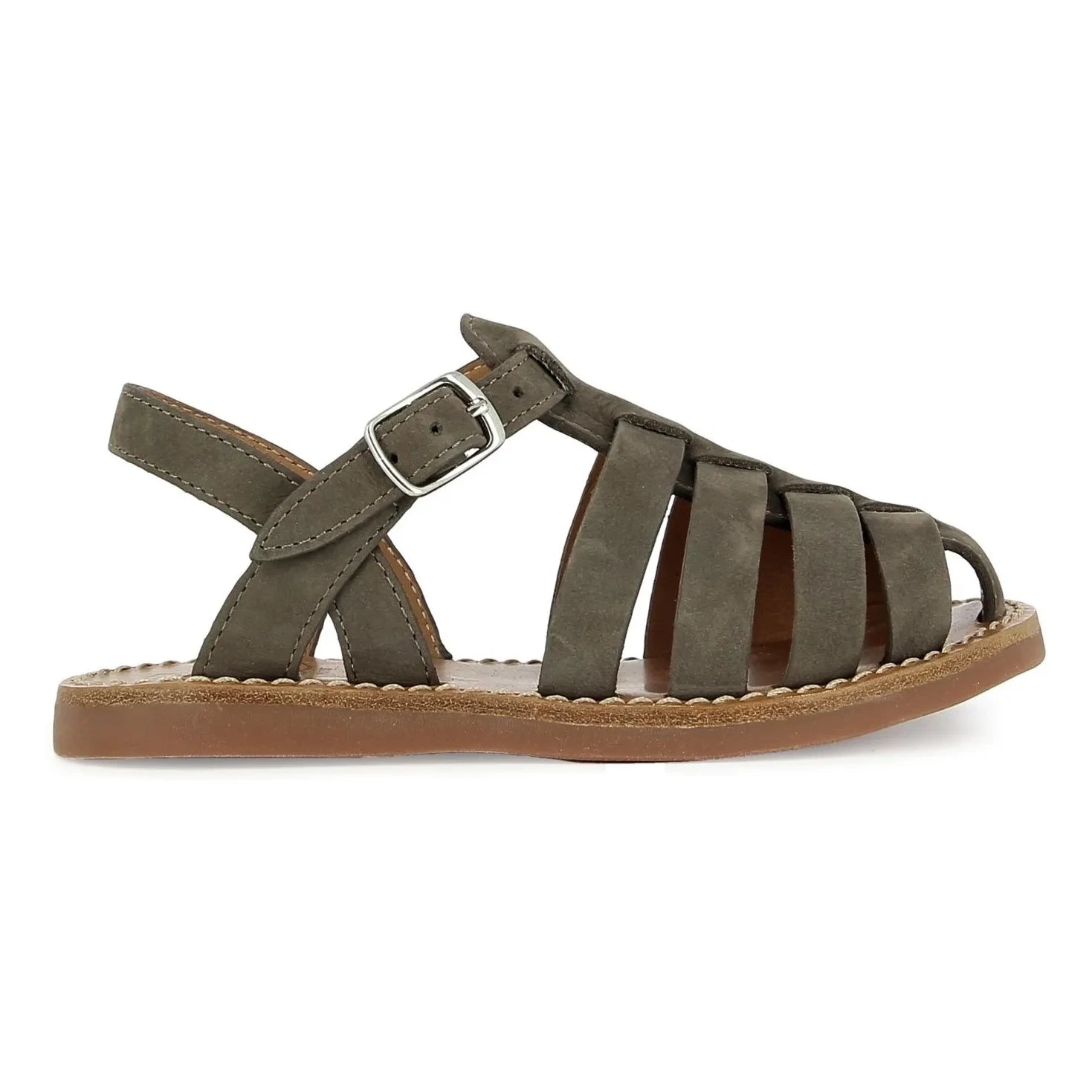 Pom d'Api - Beach-Stitch Dad Nubuck Sandals | Khaki