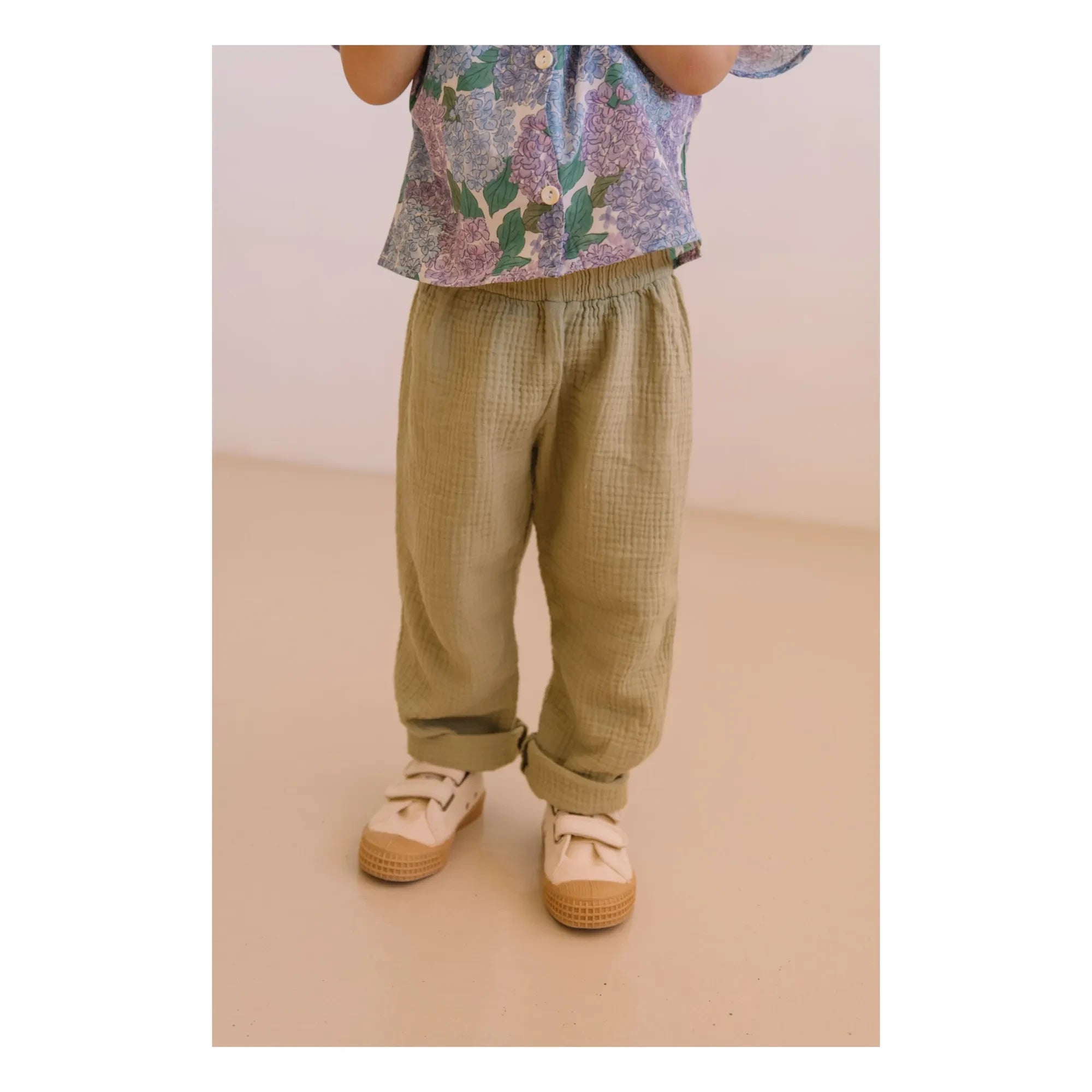 Studio Bohème - Cousin Gaze Organic Cotton Waffle Pants | Light Khaki