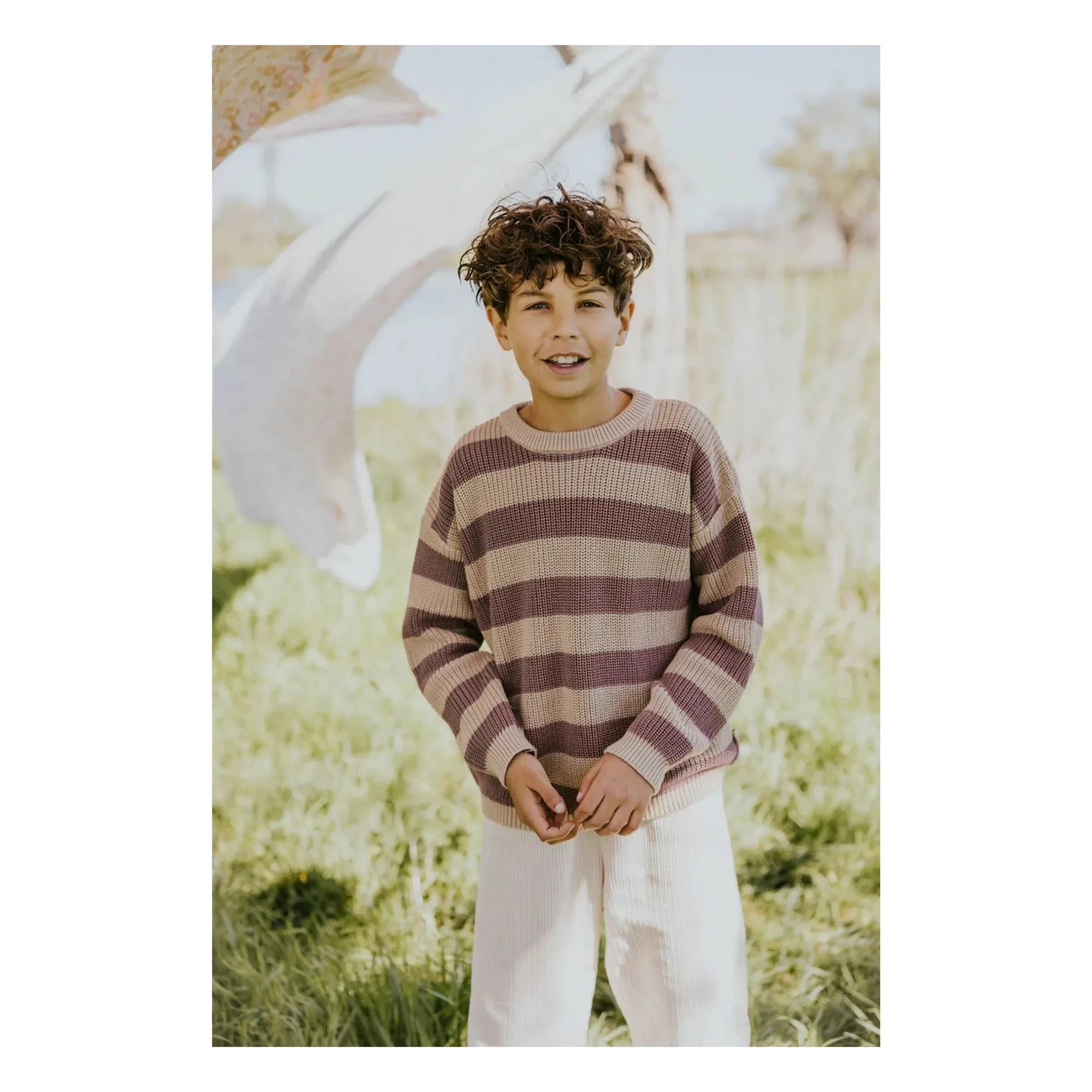 Yuki - Striped Organic Cotton Sweater | Sand