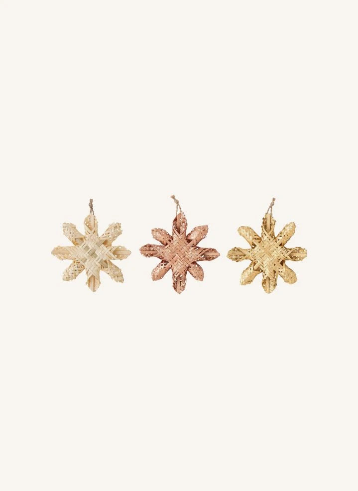 Bloomingville - Rattan Snowflake Christmas Decoration - Set of 3
