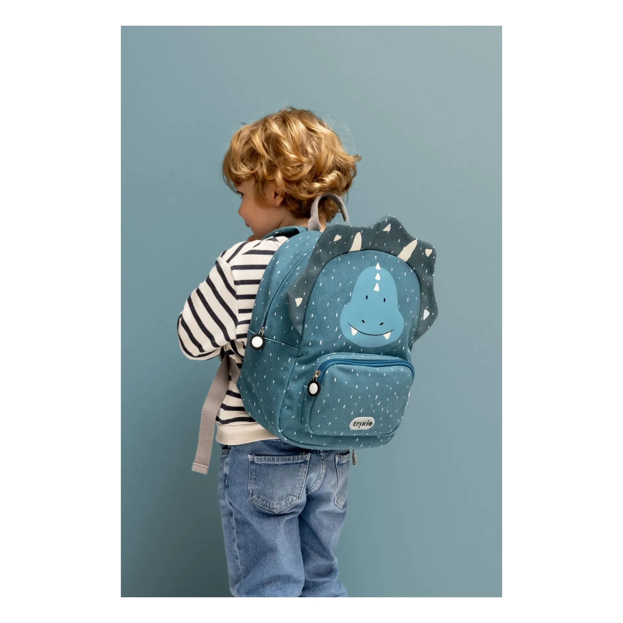 Trixie - Mr. Triceratops Backpack | Gray Blue