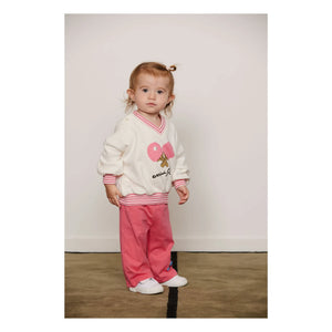 Mini Rodini - Çizgili sweatshirt Ping Pong Organik pamuk | Beyaz