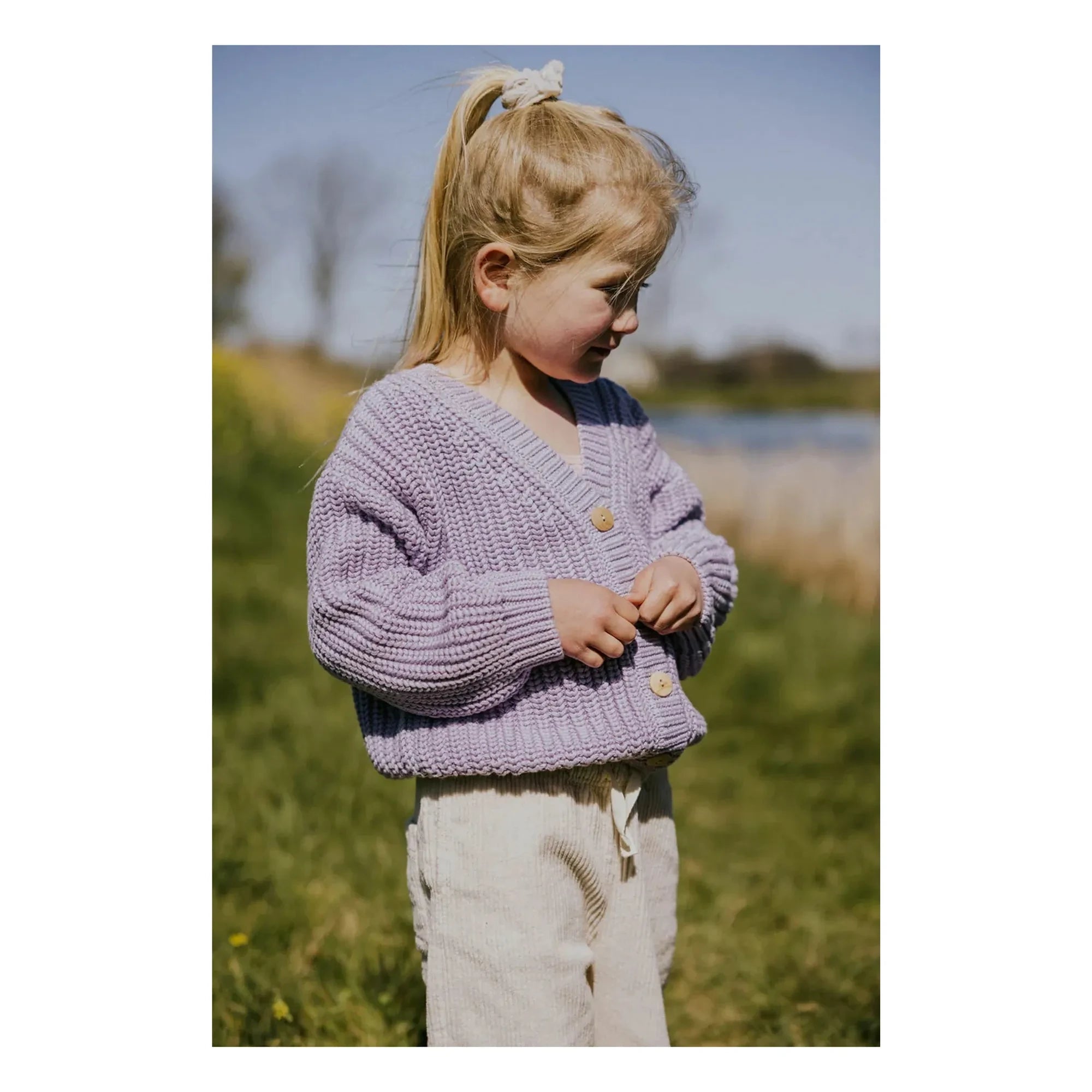 Yuki - Organic Cotton Thick Knit Cardigan | Lavender