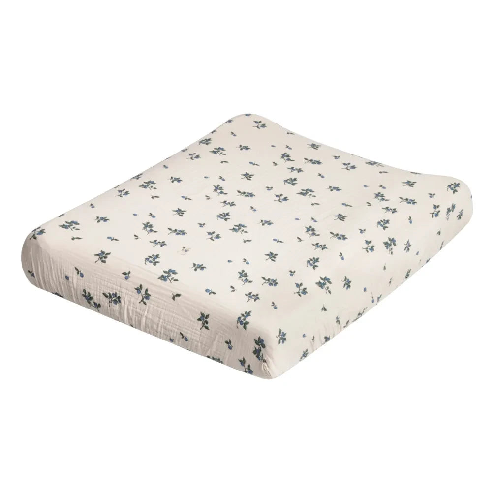garbo&friends - Blueberry Cotton Muslin Changing Pad Cover | Ivory