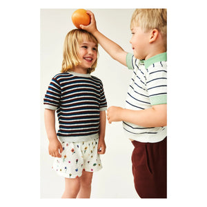 FUB - Striped polo neck T-shirt Extra Fine Knit Organic Cotton | Ivory