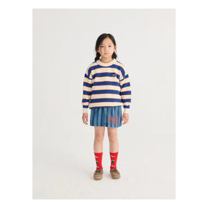 Bobo Choses - Striped Denim Skirt Made of Organic Cotton | Blue