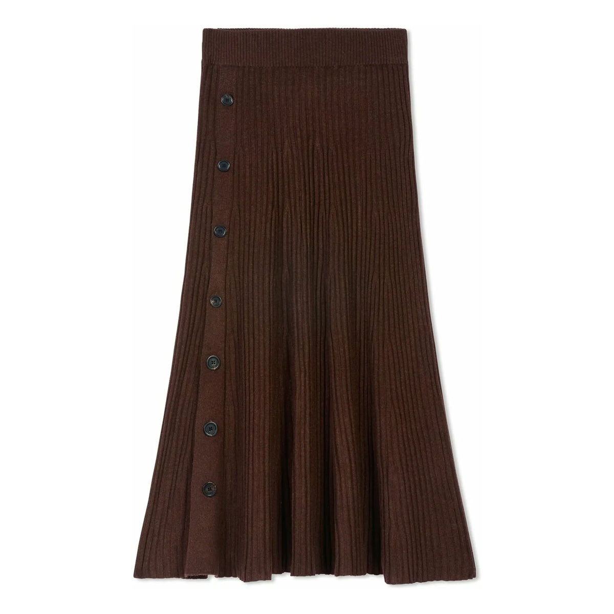 Bompard - Kaşmir Düğmeli Rib Etek | Chocolate