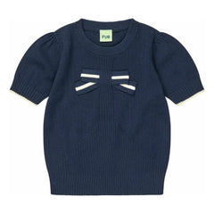 FUB - Organic Cotton Fine Knit Knot T-Shirt | Navy Blue