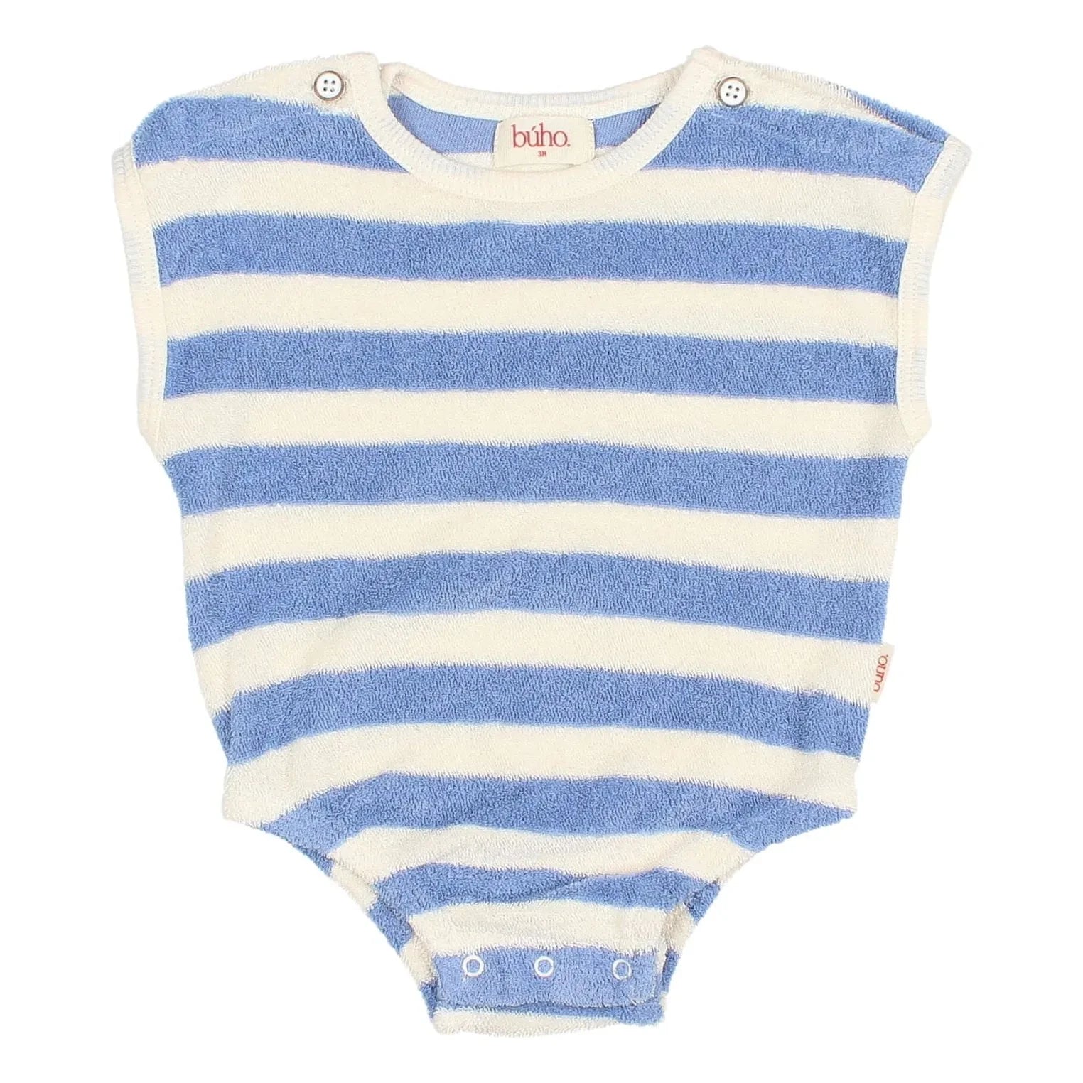 Búho - Striped Organic Cotton Towel Body | Light Blue