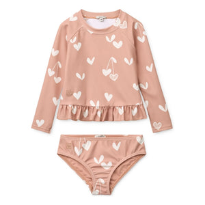 Liewood - Dagny Coeurs Recycled Fiber UV Protection T-Shirt and Underwear Set | Pink
