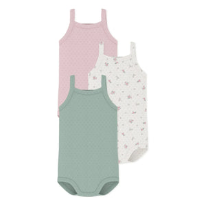 Petit Bateau - 3-Pack Floral Pattern Organic Cotton Sleeveless Bodysuit Set | Pink