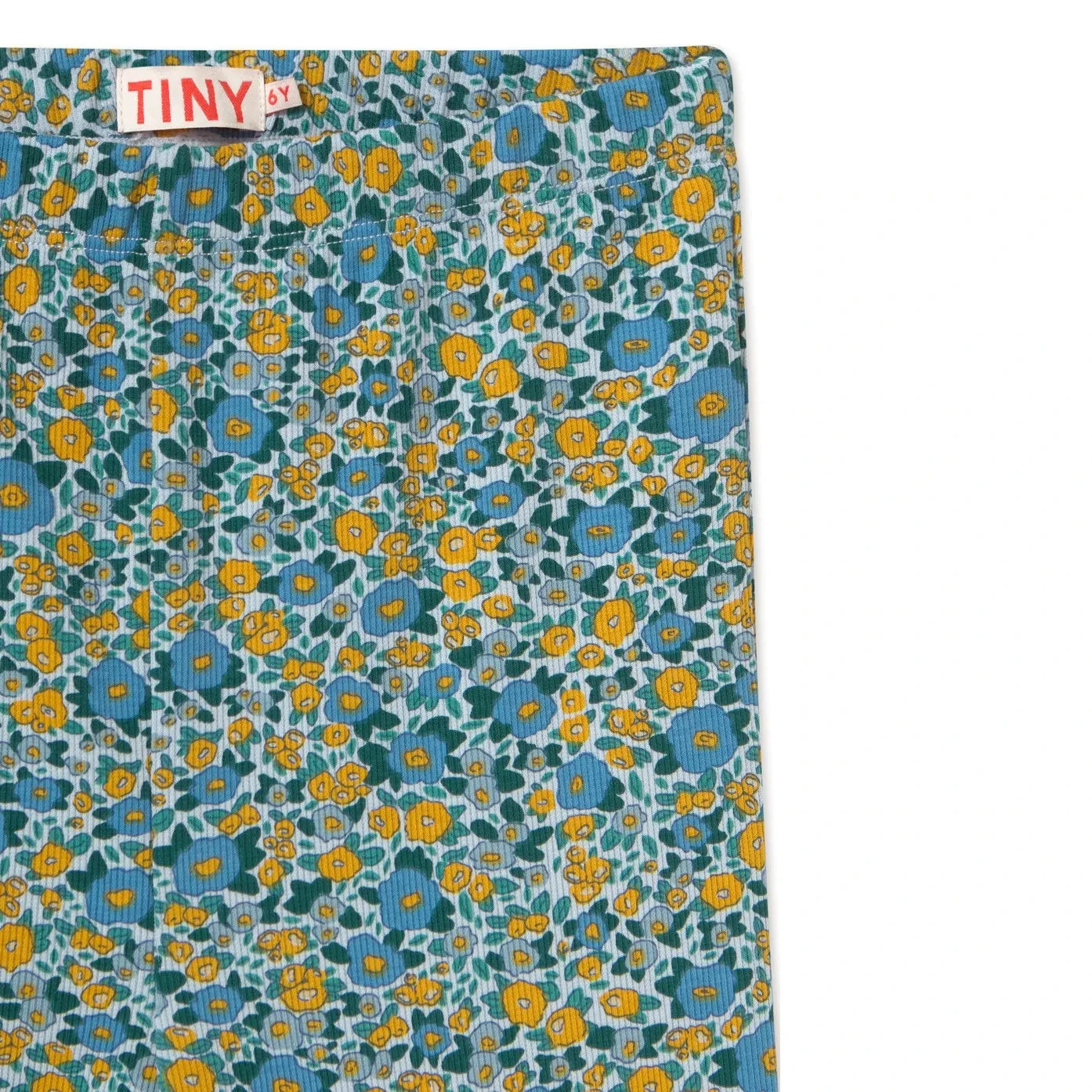 Tinycottons - Organic Cotton Floral Pattern Ribbed Spanish Trousers | Blue