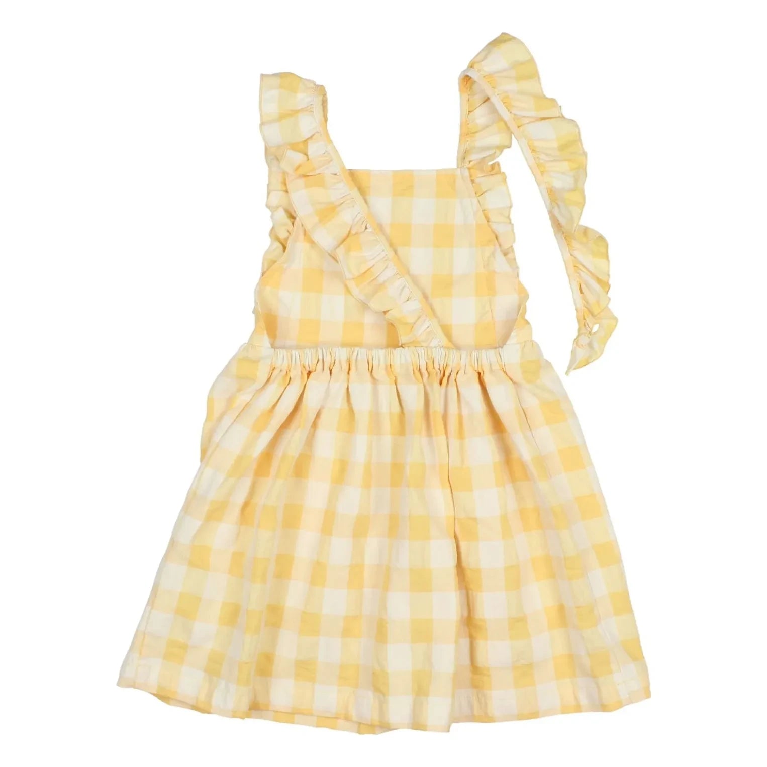 Búho - Seersucker Organic Cotton Gingham Dress | Yellow