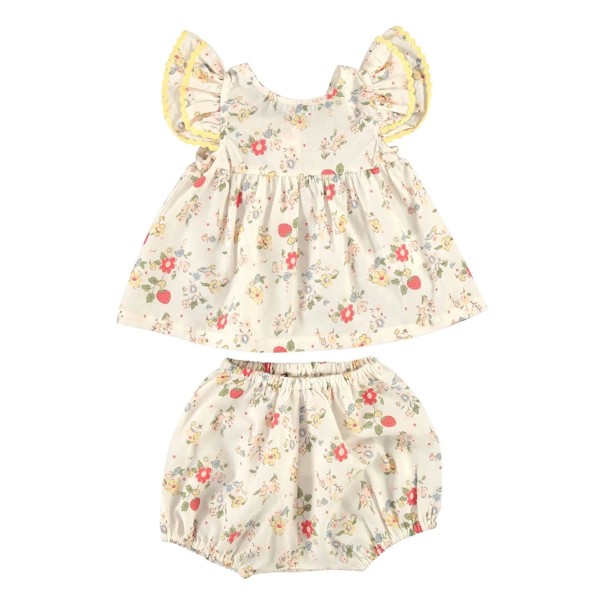 Bebe Organic - Annice Fleuri Top and Bloomer Set | White