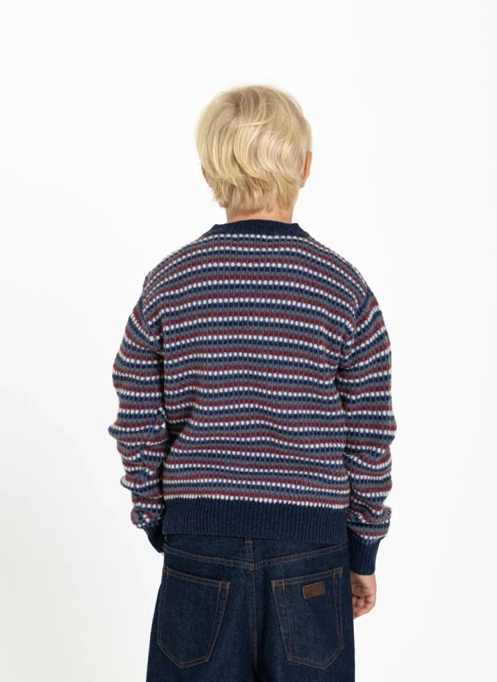 Finger in the nose - Mathis Jacquard Merino Wool Sweater | Indigo Blue
