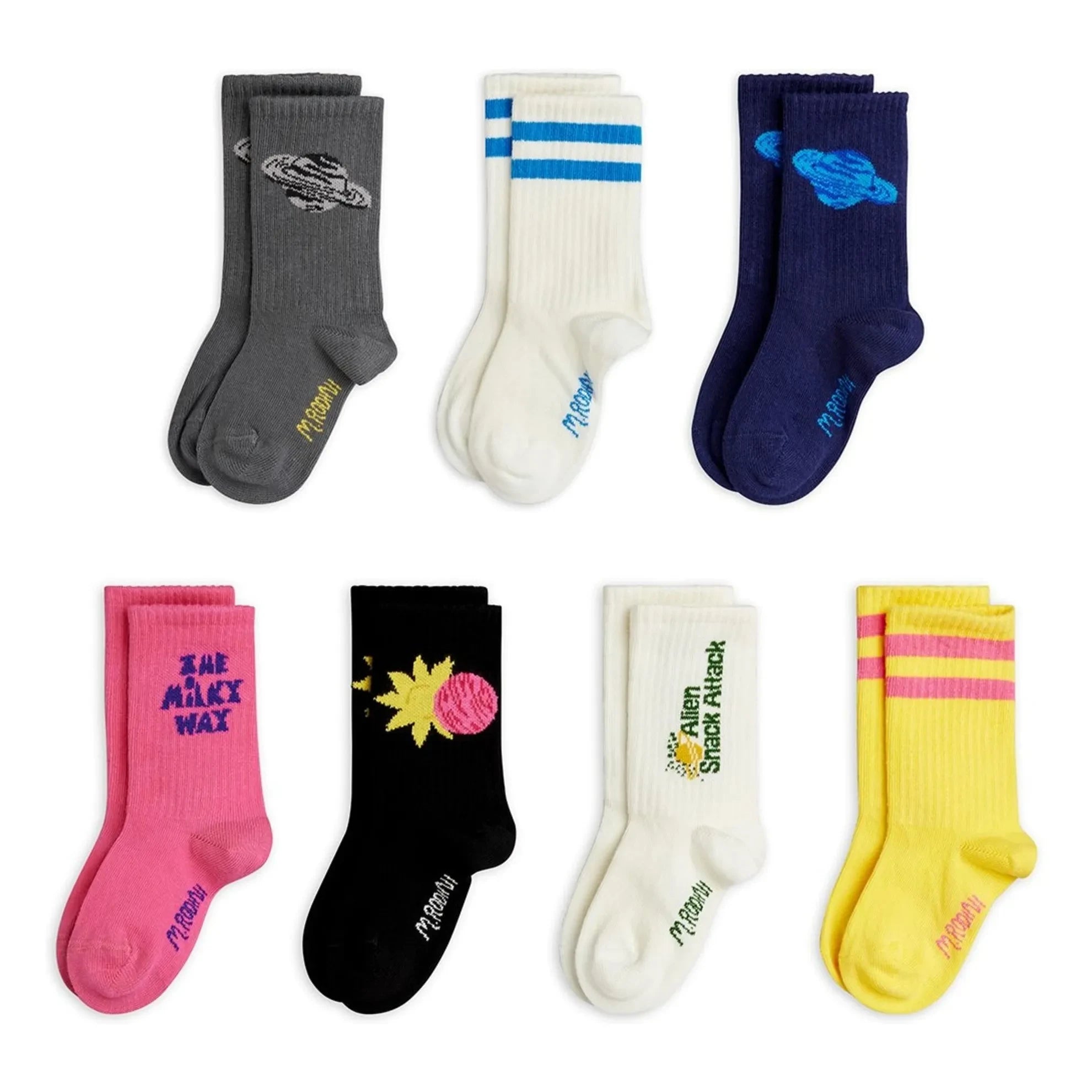 Mini Rodini - 7-Pack Alien Organic Cotton Socks Set | Gray