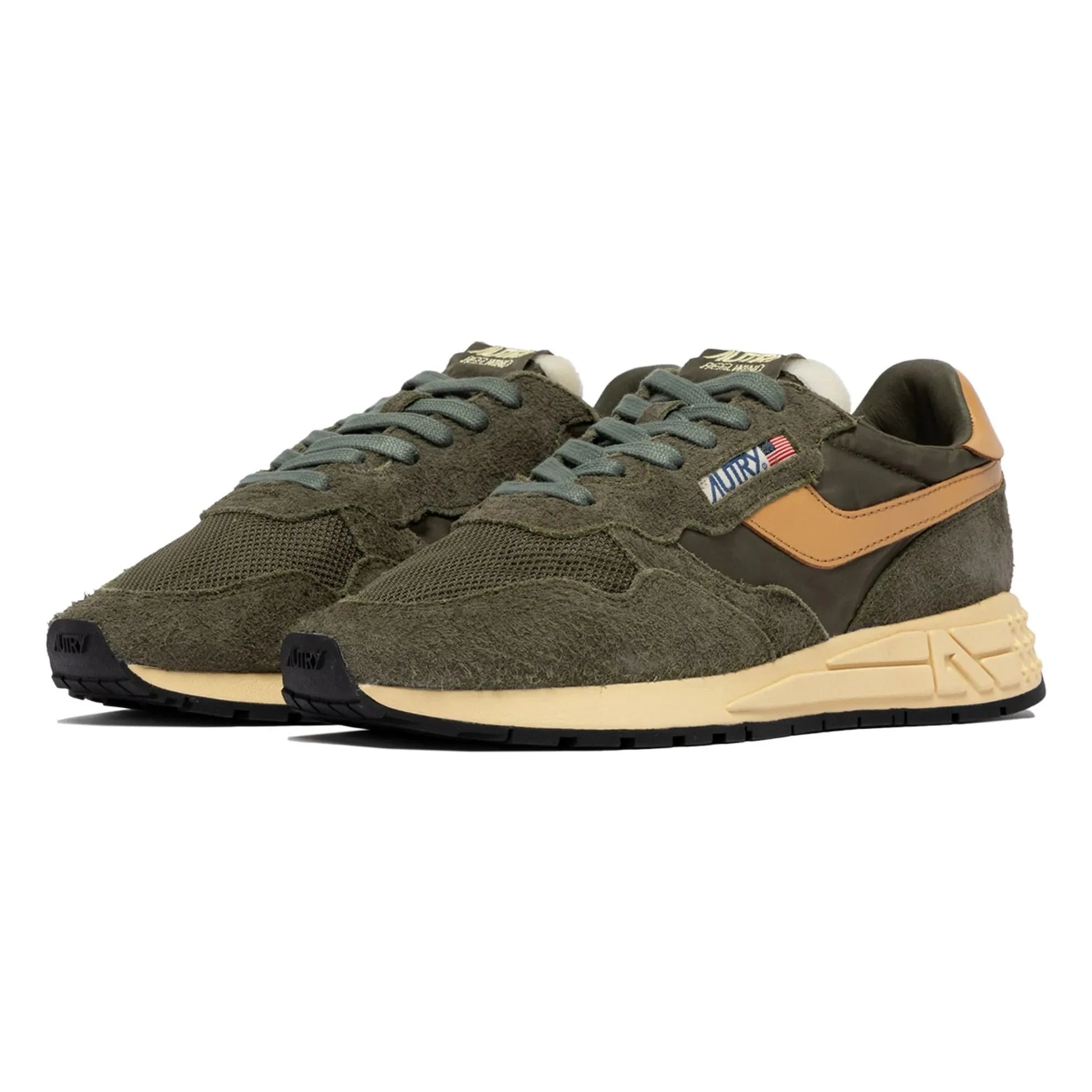 Autry - Reelwind Low Bicolore Suede Sneakers | Khaki