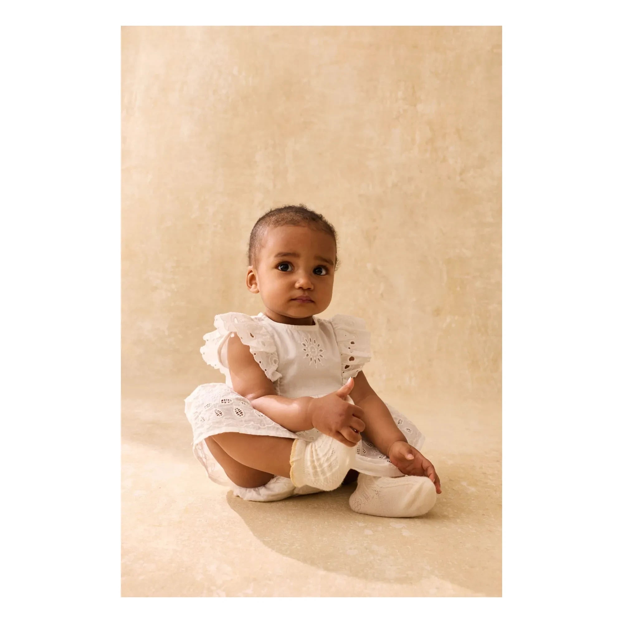 Louise Misha - Lenali Embroidered Organic Cotton Romper Dress | White