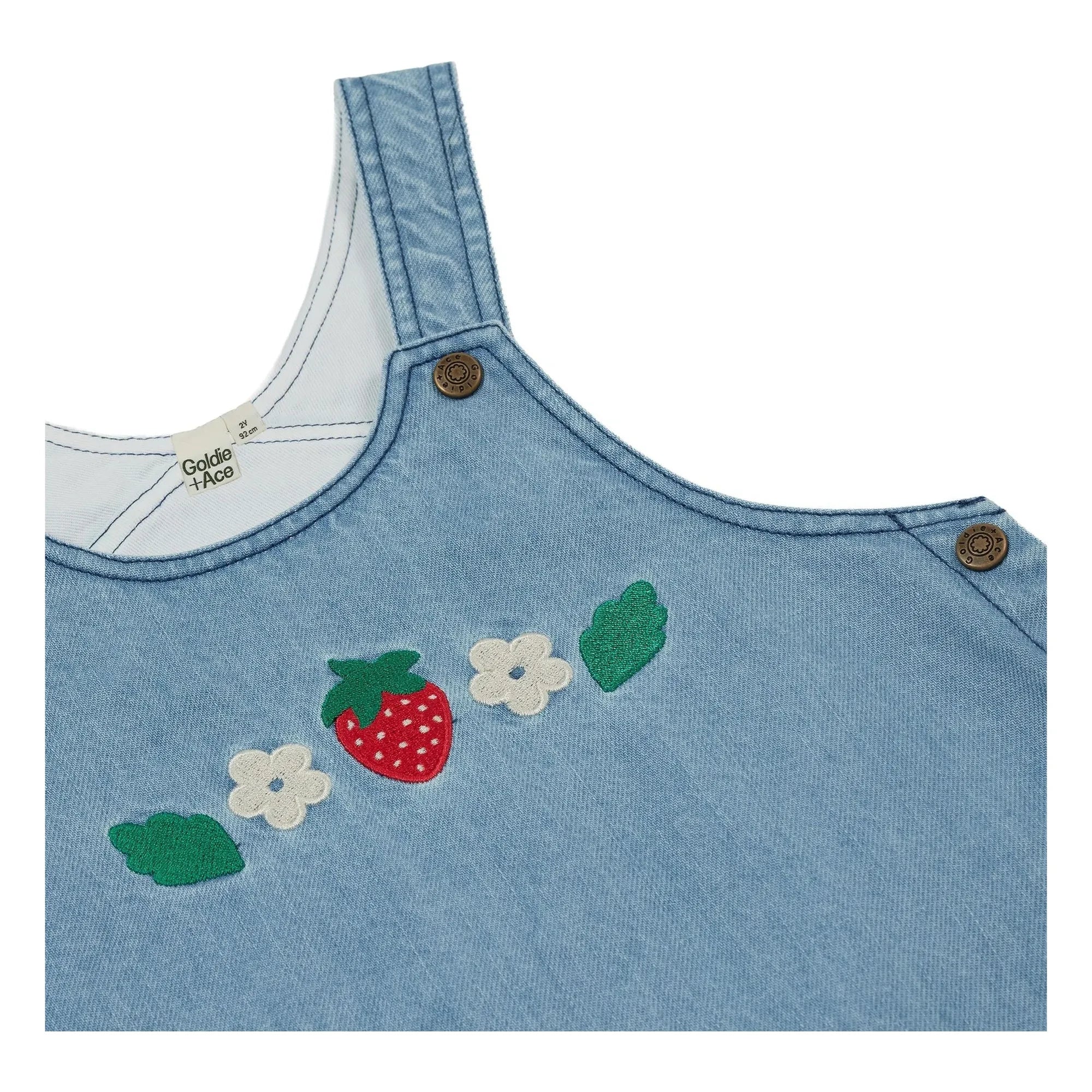 Goldie + Ace - Strawberry Denim Apron Dress | Blue