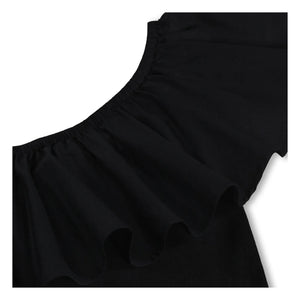 Molo - Chloey Organic Cotton Asymmetrical Ruffled Dress | Black