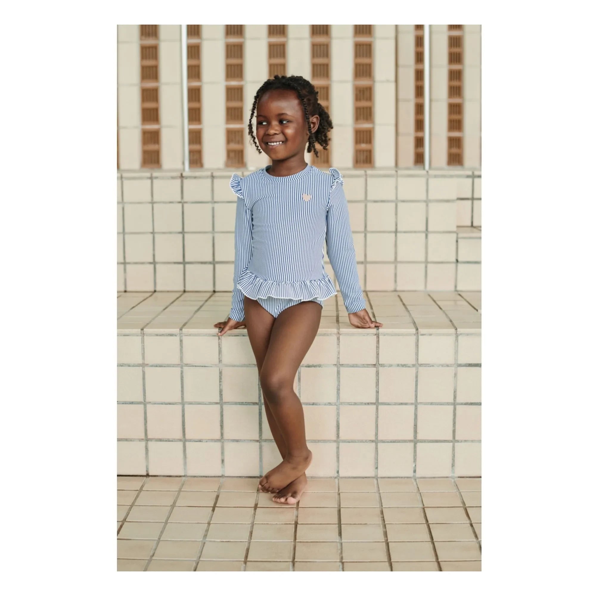 Liewood - Long Sleeve Swimsuit Sille Striped Seersucker Recycled Fiber | Blue