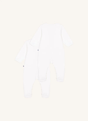 Petit Bateau - 2-piece Velvet Organic Cotton Pajama Set | White
