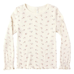 Rylee + Cru - Floral Patterned Ribbed T-Shirt | Ecru