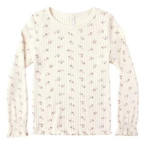 Rylee + Cru - Floral Patterned Ribbed T-Shirt | Ecru