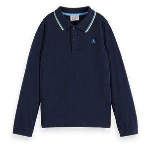 Scotch & Soda - Long Sleeve Pique Polo Shirt | Navy