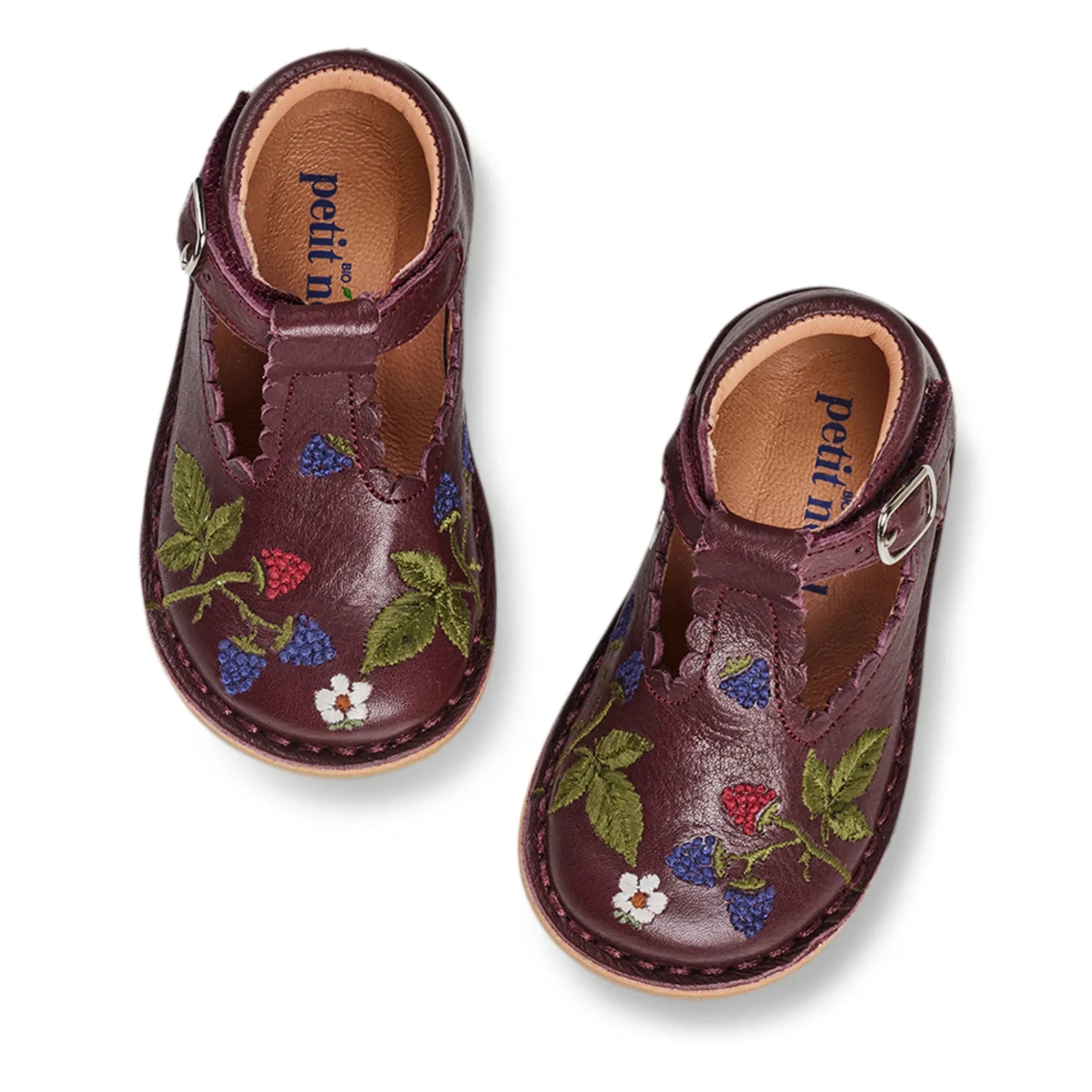 Petit Nord - T-Bar Combed Baby Shoes - Uniqua Collection | Plum