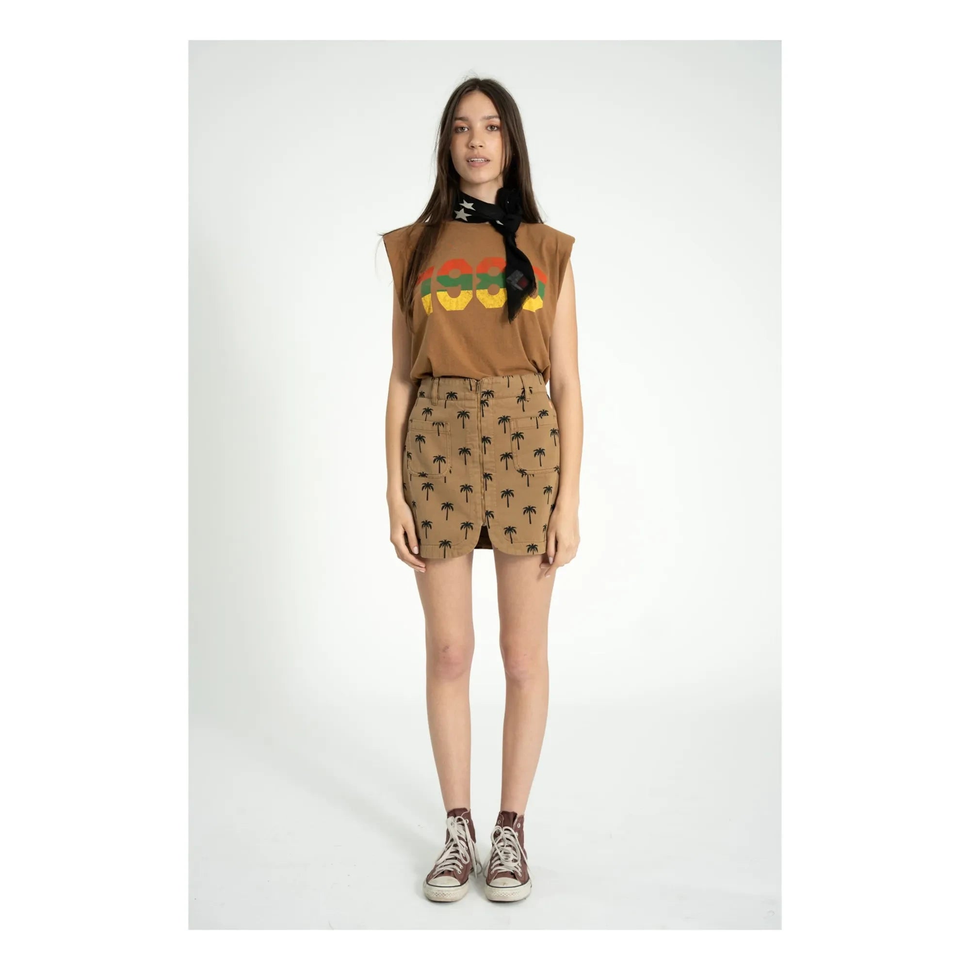 Sisters Department - Alicia Linen & Cotton T-Shirt with Shoulder Epaulettes | Brown