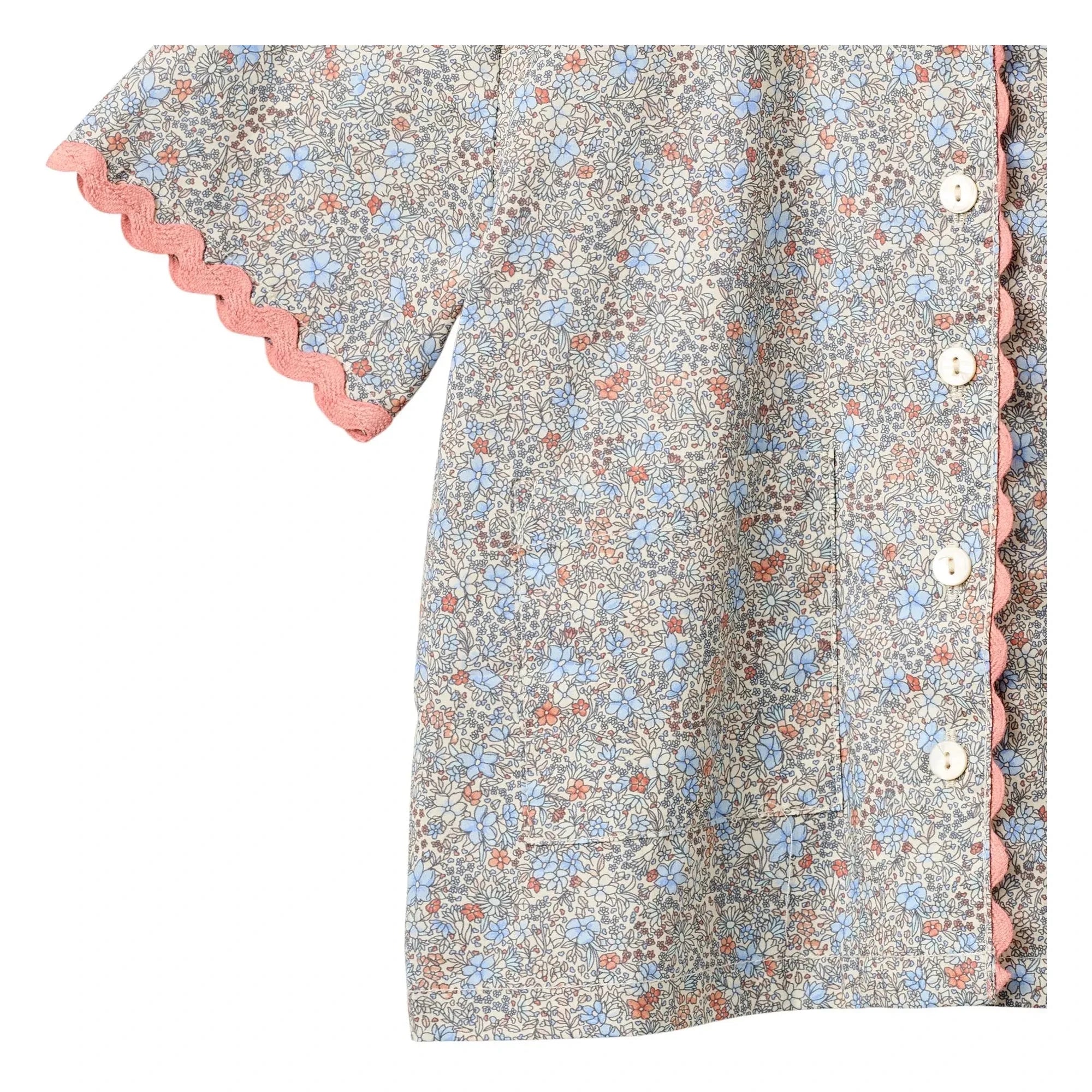 Wheat - Lace Vilma Fleurie Organic Cotton Shirt | Light blue